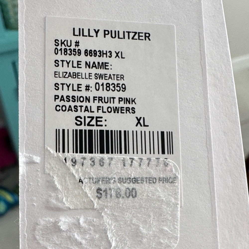 Lilly Pulitzer Elizabelle Fruit Pink Coastal Floral Sweater XL NWOT - Picture 2 of 9